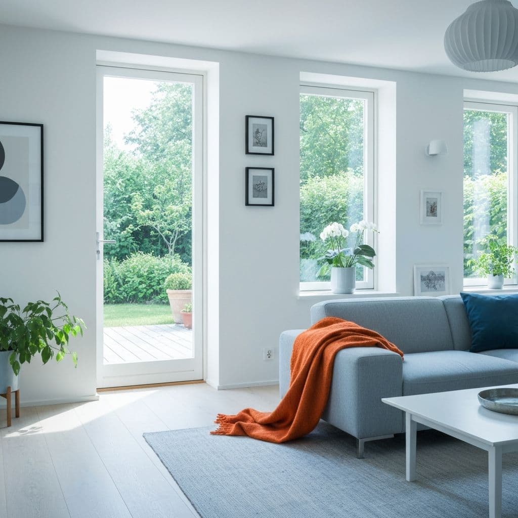 Clean modern living room showcasing professional house cleaning in Omaha